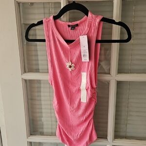 ❤️ NWT Wild Fable Pink Tank Top with Floral Detail. Sz XS